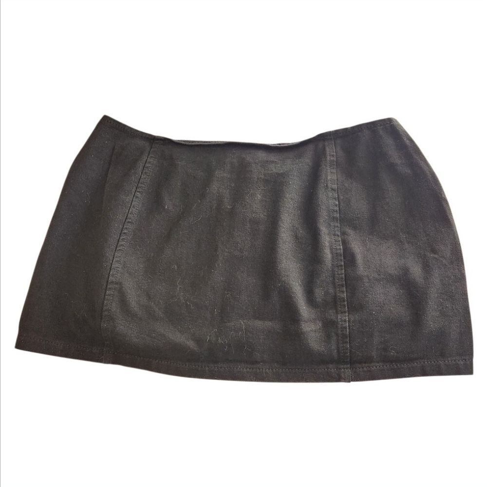 NWT Shein Sky Black Denim Micro Mini Skirt With Belt Details Size XL/12 - Picture 6 of 9
